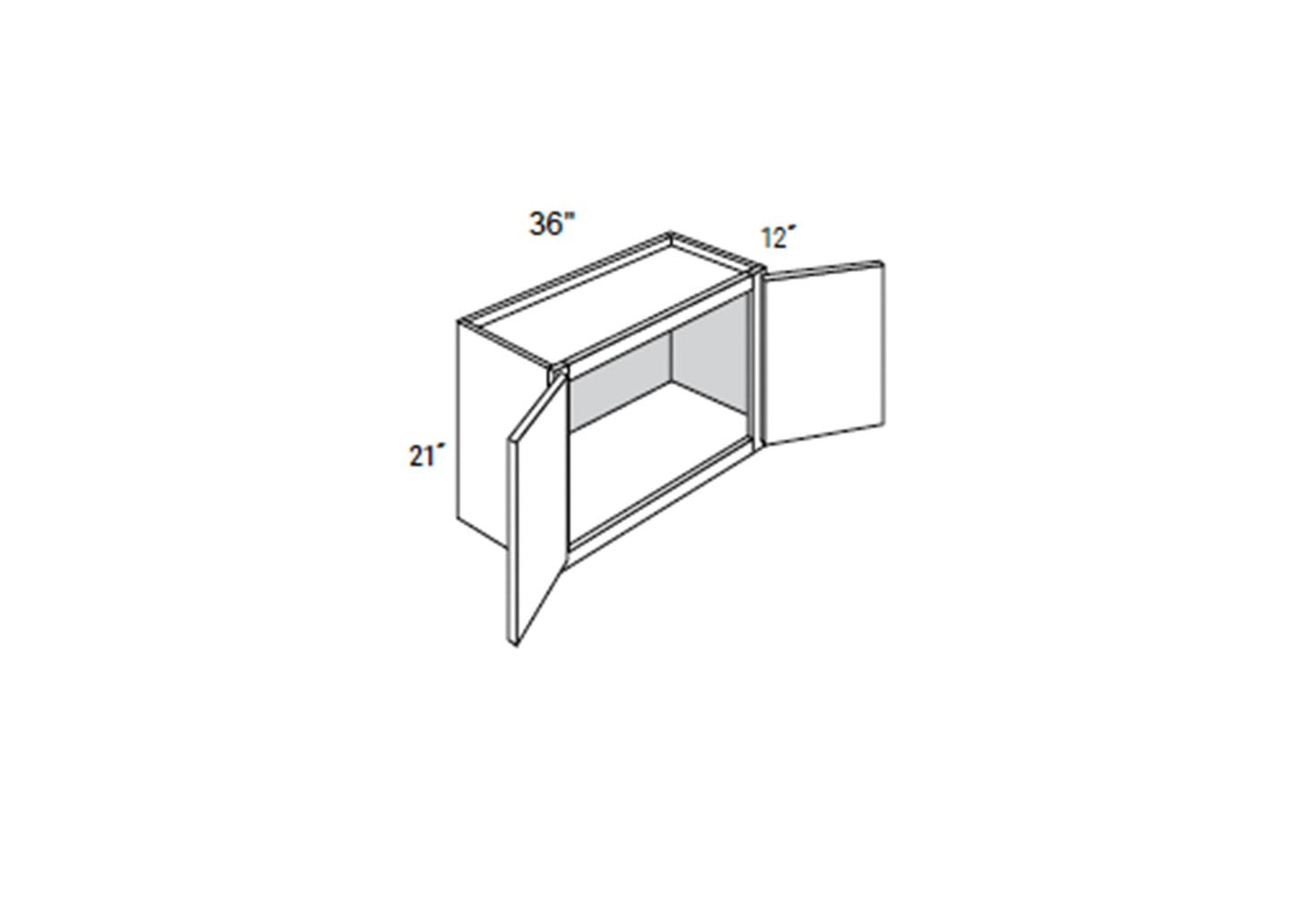 FC Shaker - Wall Double Doors W/ 2 Butt Doors 21" Tall