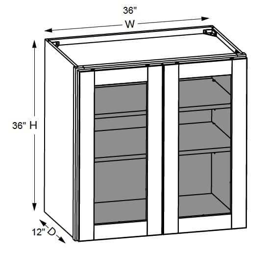 California - Wall Cabinets W/ Clear Glass Doors No Mullions 36" Tall