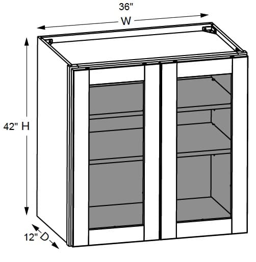 California - Wall Cabinets W/ Clear Glass Doors No Mullions 42" Tall