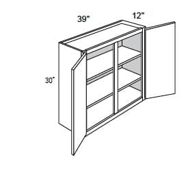 California - Wall Cabinets 2 Doors & Center Style 30" Tall