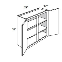California - Wall Cabinets 2 Doors & Center Style 36" Tall