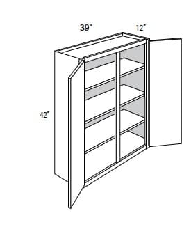 California - Wall Cabinets 2 Doors & Center Style 42" Tall