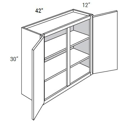 Amesbury Recessed - Wall Double Doors 30" Tall W/Center Stile