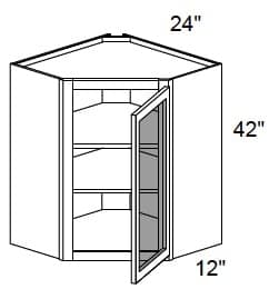 Malibu - Wall Diagonal Cabinets W/ Clear Glass Doors No Mullions