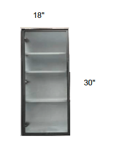 Alvic - Single Metal Glass Door for Wall Diagonal W/ Frosted Glass