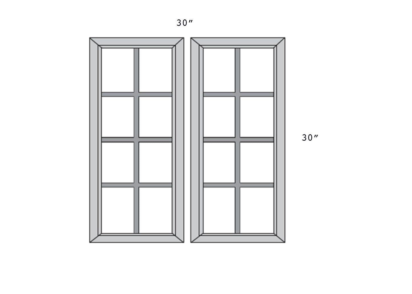 JAR Raised - Mullion Style Textured Glass Butt Doors
