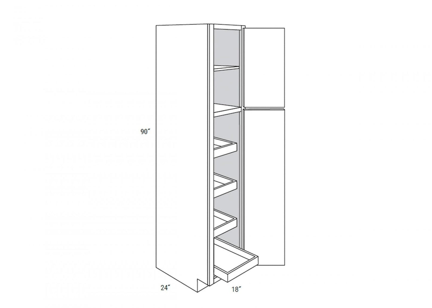 Amesbury Recessed - Tall 2 Door Pantry W/4 Rollouts