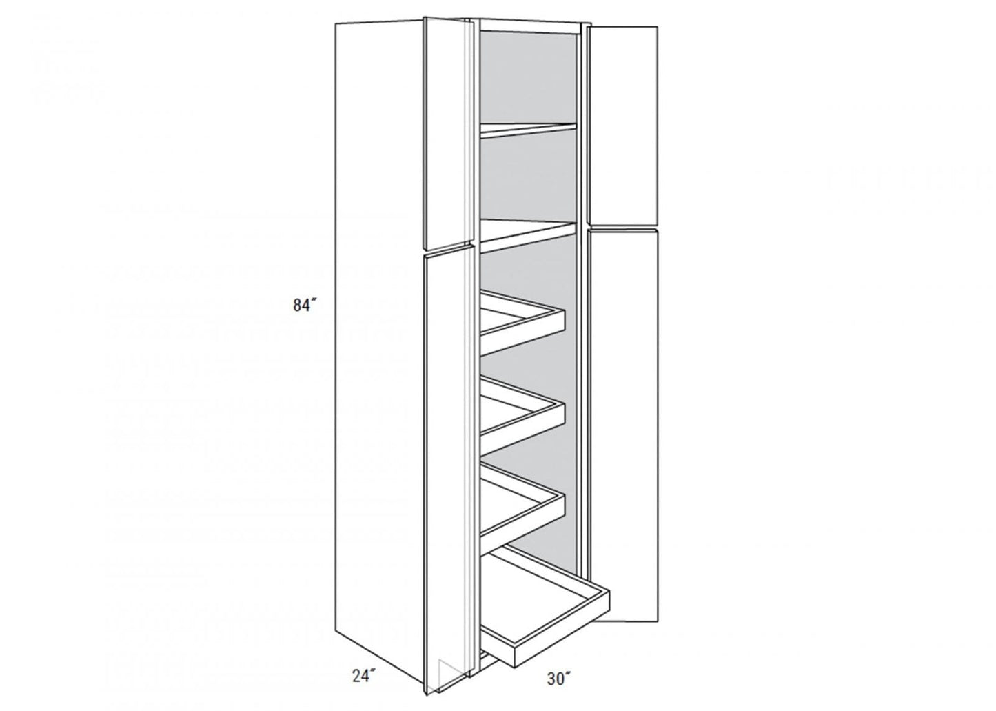 Amesbury Slab - Tall 4 Doors Pantry W/ Butt Doors W/4 Rollouts Trays